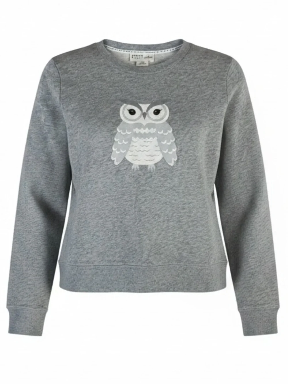 Kate Spade Broome Street Owl Sweatshirt Gray Cotton Pullover Ooh La La Medium